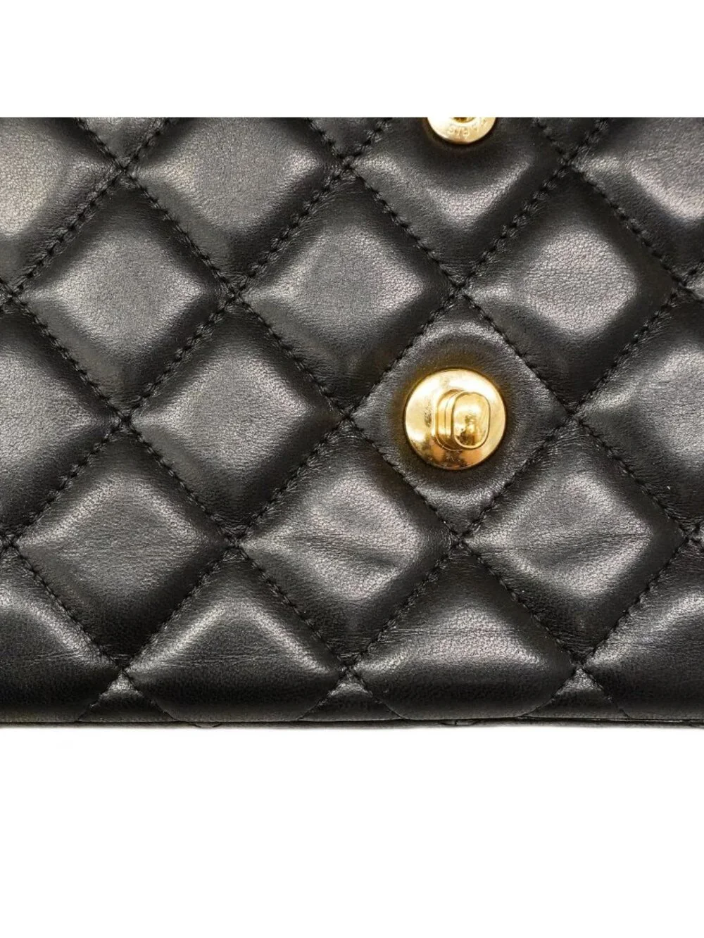 Chanel Shoulder Bag Deca Quilted Lambskin Black Gold